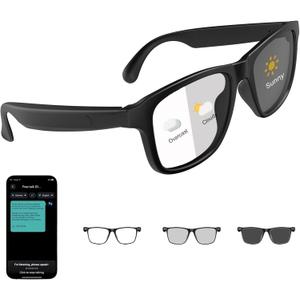 Translation Glasses Ai Smart Glasses for Women Men Bluetooth with Chat GPT 164 Language Color-Change Lens Clear Headphone with Speaker Sunglasses forTravel Meeting Trade Business