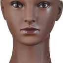 3 x Soft Bald Mannequin Head, Professional Cosmetology Female Head for Wig Making Hat and Glasses Display Bald Model Doll Head Brown Color