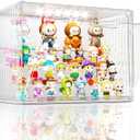 Clear Acrylic Display Case with Light for Figures/Collectibles, Figurine Display Shelf, LED Lighted Display Cases Collection Hobby Display Case for Miniatures, Car Model, Perfume, 1 Pack
