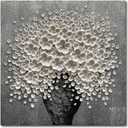 100% Hand-Painted White Flower Art Oil Painting, Modern Home Furnishing Canvas Painting Decoration, 3D Abstract Mural Painting,24x24 inch Frame Wall Art Hanging (Eft003)