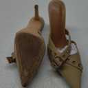 Mostrin Kitten Mules Heels for Women Pointed Closed Toe Heels Vintage Slip on Stiletto Dressy Pumps Shoes, Size 9