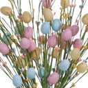 VioletEverGarden Easter Picks,6 Pack Easter Egg Picks Artificial Easter Berry Stems Easter Picks and Sprays Rustic Easter Decorations for Easter Home Decor and Flower Arrangement(Pink/Yellow/Cyan)