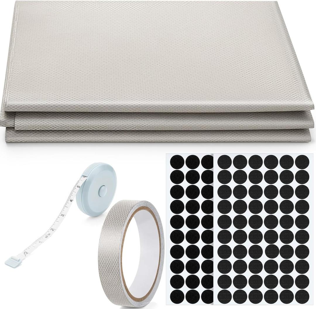 Faraday Fabric 59" W x 118" L with 236" L Tape Measure Wide Sheet Rf Shielding Cloth Kit with 40 Hook Loop Dots for DIY Faraday Cage Window Panel Rfid Cabinet Router Cover Emf Signal Blocking Projects