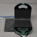 GreenLife Electric Waffle Sandwich Maker, Toaster, Panini Press with Healthy Ceramic Nonstick Plates, Perfect for Tuna Melts, Crispy Rice, Grilled Cheese, LED Indicator Light, PFAS-Free, Turquoise