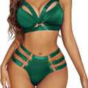 Avidlove Womens Lingerie Set Sexy Underwired Push Up Bra and Panty Set Two Piece Lingerie (L, Green)