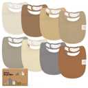 8-Pack Organic Baby Bibs for Boys, Girls - Soft Cotton Drooling and Teething Bibs for Baby Girl & Boy, Extra Absorbent, Easy To Clean & Put On for Toddler, Newborn, Infant 0-24 Months (Terracotta)