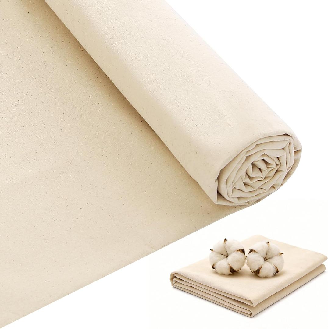 KUUP 100% Cotton Fabric by the Yard, 63" x 2 Yard Unbleached Muslin Fabric