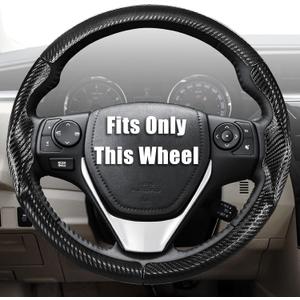 Aimato Customized Steering Wheel Cover for Toyota Corolla 2014-2019 / RAV4 2013-2018, Thin,Anti-Slip,Scratch-Resistant Exclusive Car Accessory for Toyota, Matte Black