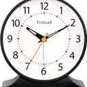 4.5" Antique Retro Analog Alarm Clock, Small Silent Bedside Desk Clock with Manual Light, Battery Operated, Snooze, for Living Room, Bedroom, Bedside, Desk(Black)