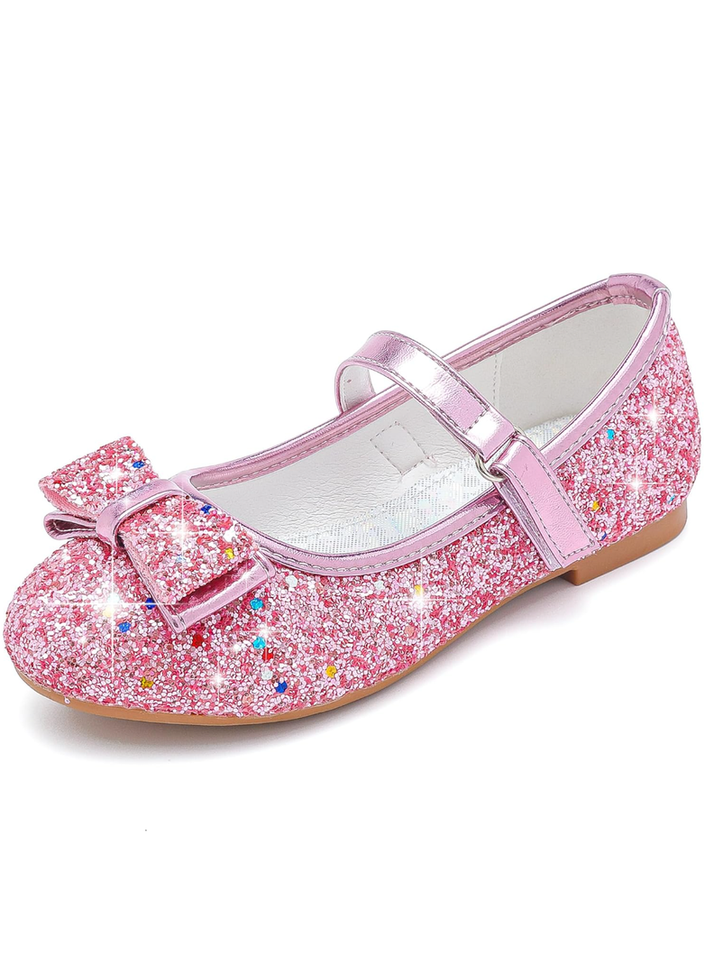 Toddler Girls Dress Shoes - Black Floral Mary Jane Flats for Girls - Water Resistant - All Seasons - Casual - Wedding, Dance, Daily Wear Size 12