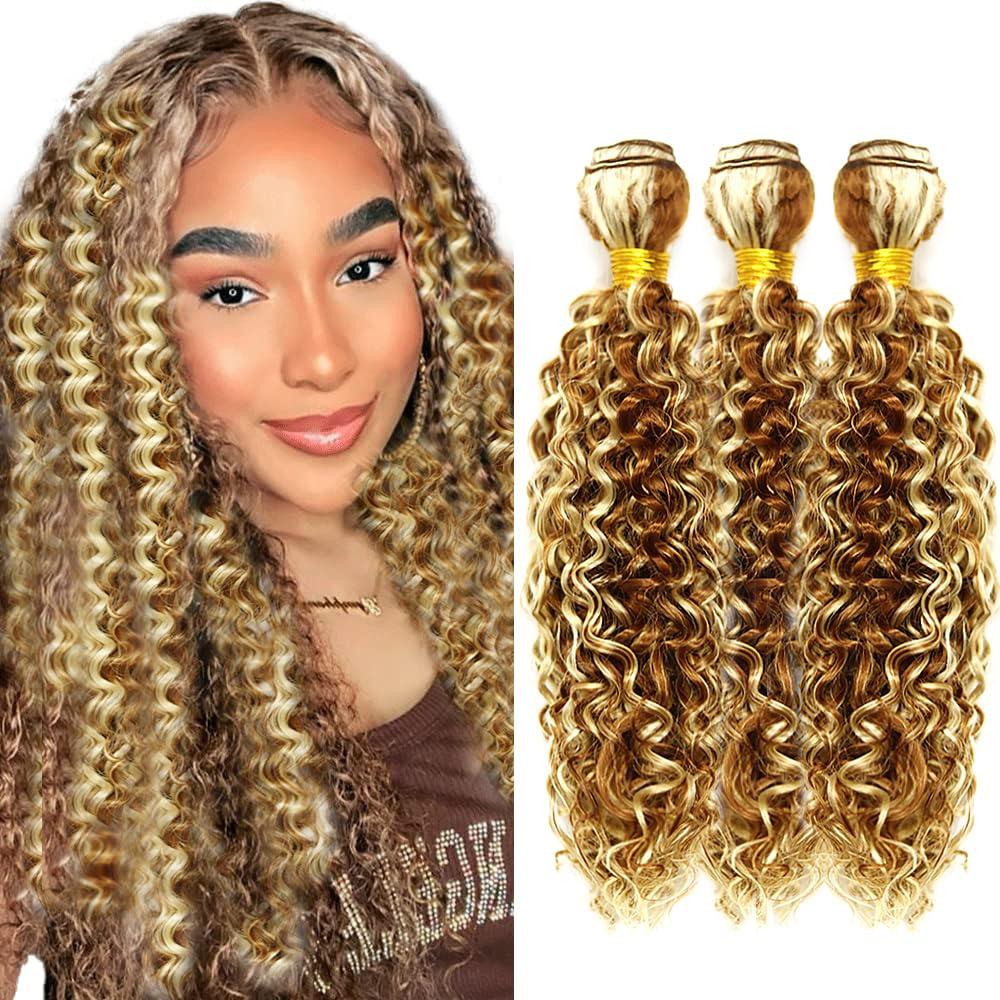P30613 Blonde Bundles Human Hair Water Wave Bundles Human Hair 18 20 22 Inch NerriHou Unprocessed Brazilian Virgin Hair Brown Water Wave Bundle Human Hair Extensions 3 Bundle 50 Gram Per Bundle