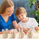 2 x 24Pcs Wood Rabbit Crafts to Paint, Bunny DIY 3D Paintable Unfinished Wooden Slices for Craft, Rabbits Cutouts Ornaments for Easter Decorations (Bunny)