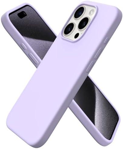 ORNARTO Compatible with iPhone 15 Pro Case 6.1", Liquid Silicone 3 Layers Full Covered Soft Gel Rubber Cover, Shockproof Protective Slim Phone Case with Anti-Scratch Microfiber Lining-Pastel Lilac