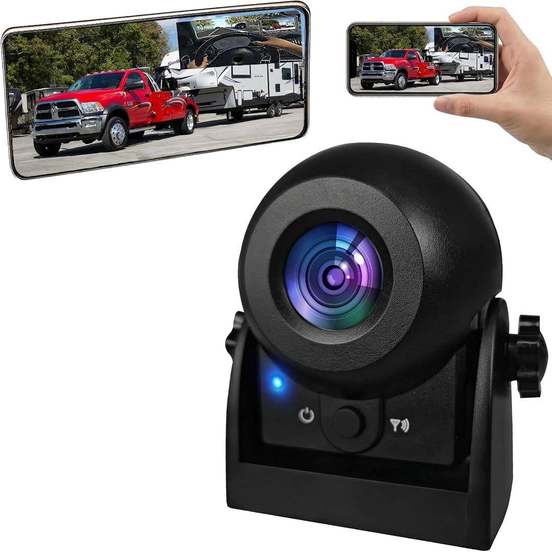 Wireless Backup Camera,1080P HD Magnetic Rear View Camera for Truck/RV/Trailer, Works with CarPlay & Android Auto/inDash Screen, NoDrill Install, Rechargeable Battery, Night Vision, IP68