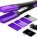 Terviiix Crimper Hair Iron with 4 Interchangeable Plates, Keratin & Argan Oil Infused Hair Crimper for Women, Volumizing Crimping Iron for Thin Fine Hair, 5 Heat Settings & 60 Mins Auto Off, Purple