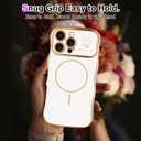 Fiyart Designed for iPhone 16 Pro Max Case, Cute Wave Frame Curly Shape Love Hearts Plating for Women Girls Camera Protection Compatible with MagSafe Magnetic Shockproof Bumper 6.9"-White