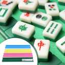 Leinuosen Wooden Mahjong Racks with Pushers 4 Set Magnet American Mahjong Tile Rack and Magnetically Attached Pushers Painted Tile Holders for Players Gift Family Night(Multi-Color)