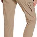 MOURCE Womens Hiking Pants Lightweight - Quick Dry Water Resistant Cargo Pants Women with 7 Pockets & Adjustable Ankle Cuffs (Small, Khaki)