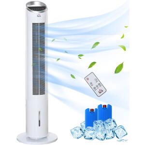 HOMCOM 40" 3-in-1 Evaporative Air Cooler with Water Tank, 52 Oscillating Cooling Fan with Humidifier, Portable Room Cooler with Remote Control, 3 Modes, 3 Speeds, 8H Timer for Home Office, White