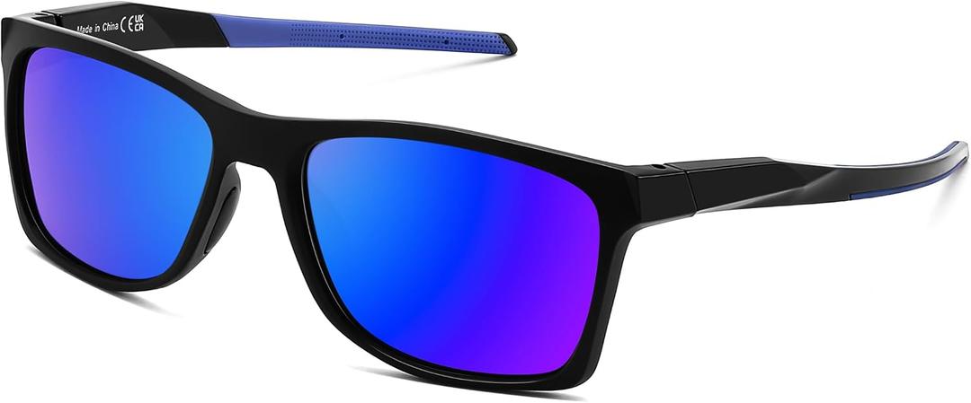 FEISEDY Square Polarized Sunglasses for Men Women Lightweight B0441 | 100% UV400 protection, Sport-focused TR90 frame, HD TAC lenses, Built for outdoors, 50% recycled materials, 58mm lens width