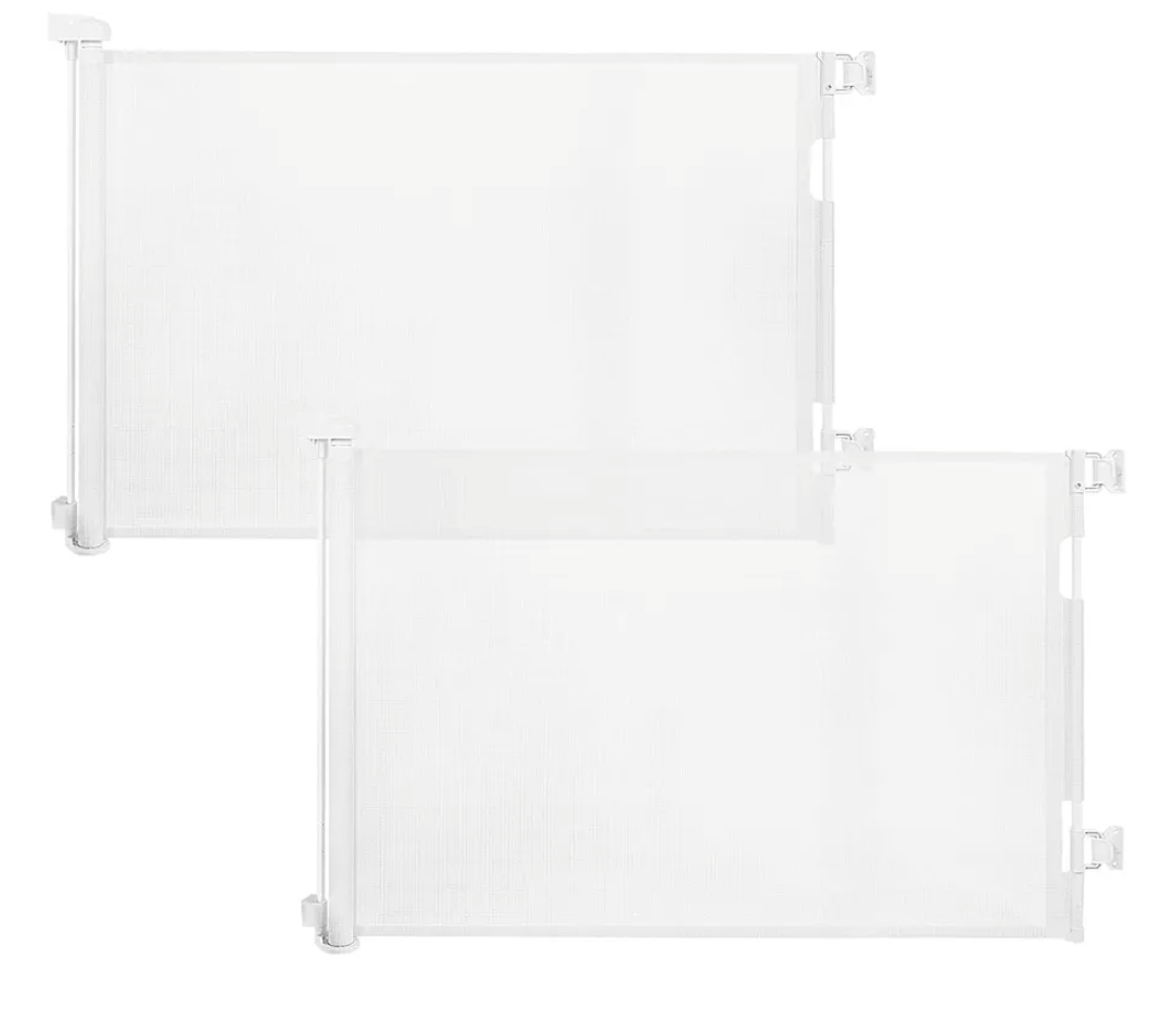 (2 Pack) Retractable Baby Gate for Doorways and Stairs, Mesh Safety Gate for Pet, Indoor & Outdoor Use, One-Hand Operation, Easy Installation, 33.6" Tall, Expands to 55" Wide（White,33.6"x55")
