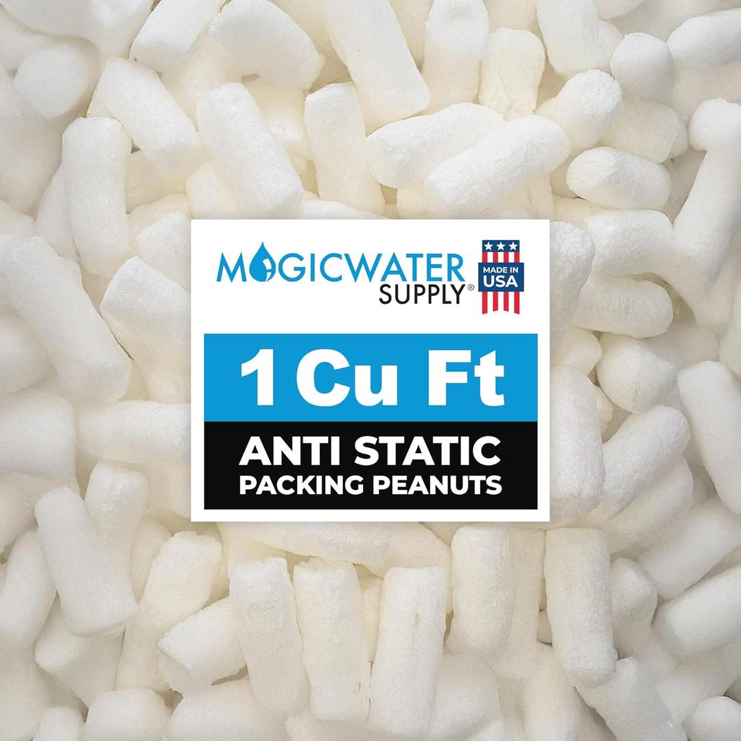 MagicWater Packing Peanuts for Shipping - 1 Cu Ft - Bio Tube Recycled Compostable & Biodegradable Void Filler - Cushion for Shipping Packaging - Dust-Free & Abrasion Resistant - Non Styrofoam