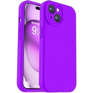 Vooii for iPhone SE Case 2022/3rd/2020,iPhone 8/7 Case, Upgraded Liquid Silicone with [Flat Edges] [Camera Protection] [Soft Anti-Scratch Microfiber Lining] Phone Case for iPhone SE - Neon Purple