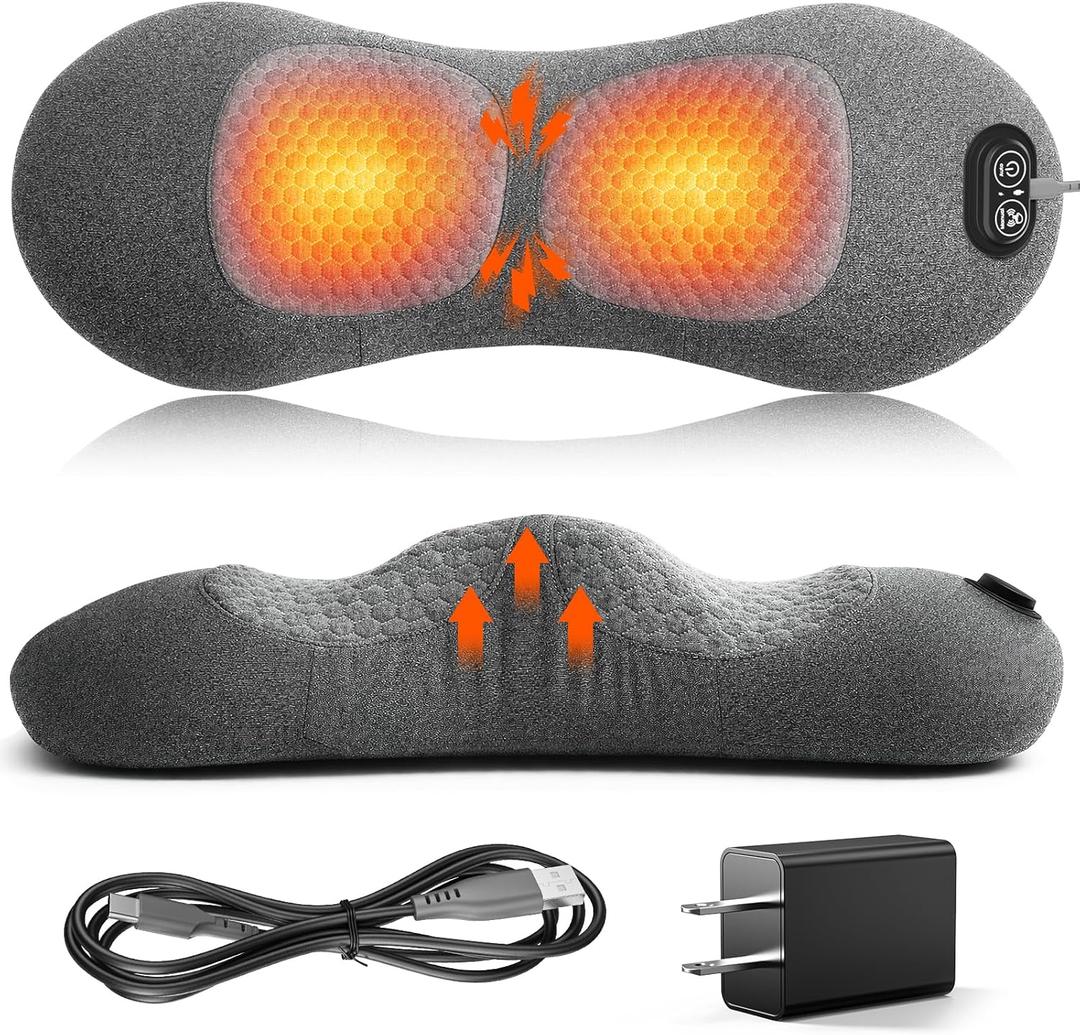 3 in 1 Lower Back Massager, Triple Fusion Back Massager with Heat, Vibration and Stretch, Lumbar Support Pillow with Ergonomic Memory Foam for Bed and Chair (Black)