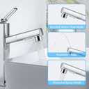 HANLIAN Single Hole Bathroom Pull Out Faucet with Rotating Spout, One Handle Faucet for Bathroom Sink, Modern Bathroom Faucet with Pull Down Sprayer, 3 Modes Vanity Faucets (Tall, Chrome)
