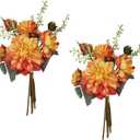 Orange Dahlia Peonies Artificial Flowers 2 Bouquets Dahlia Combo Peony Silk Flowers 18stems Faux Flowers for Vase Home Tables Wedding Bouquets Centerpieces Bridal Shower Decor (Orange)