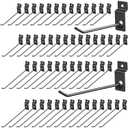 Moxweyeni 100 Pack Slatwall Hooks Panel Display Hooks Slat Board Peg Accessories Heavy Duty Hanging Shelf Brackets Metal Hangers for Garage Shop Retail Display(6 and 8 Inch,Black)