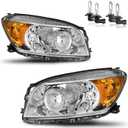 Headlights Assembly for 2006 2007 2008 Toyota RAV4 Halogen Headlamp Replacement, High/Low Beam W/Bulbs, Driver & Passenger Side