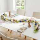 Ceenna 6ft Easter Garland Easter Egg Garland Flower Wreath with Flowers Eggs Leaves for Spring Mantle Fireplaces Archways Home Table Centerpieces Decoration (Pink Flower)