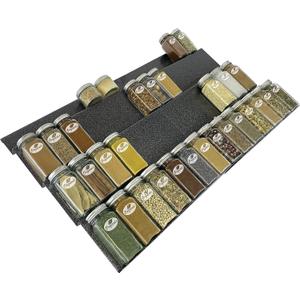 LYNK PROFESSIONAL Expandable Organizer - Heavy Gauge Steel 4 Tier Spice Rack Insert Tray for Spice Jars, Herbs and Seasoning - Kitchen Cabinet Drawer Storage - Silver Metallic