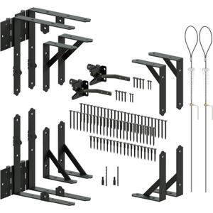 Gate Corner Brace Bracket Anti Sag Gate Kit with Self-Locking Gate Latch, Gate Frame Kit for Wooden Fence/ Corral Gates/ Driveway Gates/ Shed Doors/ Wood Windows, 2 Pack