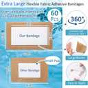 Geiserailie 60 Pcs Flexible Extra Large Adhesive Bandages 5" x 3" Sterile Fabric Adhesive Bandages with Non Stick Pad, Latex Free for Wound Care