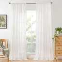BGment 84 Inches Long Linen Curtains for Living Room 2 Panels Set - Textured Light Filtering Drapes Semi Sheer for Bedroom Country Lightweight Rustic with Rod Pocket, 42 X 84 Inch
