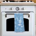 Giosve Blue Coastal Beach Kitchen Towels, Blue Seashell Seahorse Coral Decor Hand Towels for Bathroom, Coastal Beach Dish Tea Towels for Kitchen, Ocean Bathroom Decor, 16x24 Inch