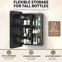 16x25.5 Black Medicine Cabinet with Mirror, Recessed/Surface Mount