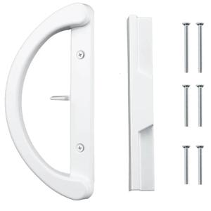 HOME MASTER HARDWARE Patio Sliding Glass Door Handle Set, Non-Keyed Sliding Patio Door Handles Replacement, White Diecast Slider Door Handle Fits 3-15/16 Hole Spacing for Mortise Style,1 Set