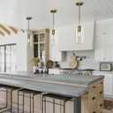 Modern Brass Pendant Lights Kitchen Island 2 Pack Glass Pendant Light Fixtures, 9.5'' Farmhouse Gold Pendant Light Kitchen Pendant Lighting Over Island for Sink, Bathroom, Bar,Dining Room