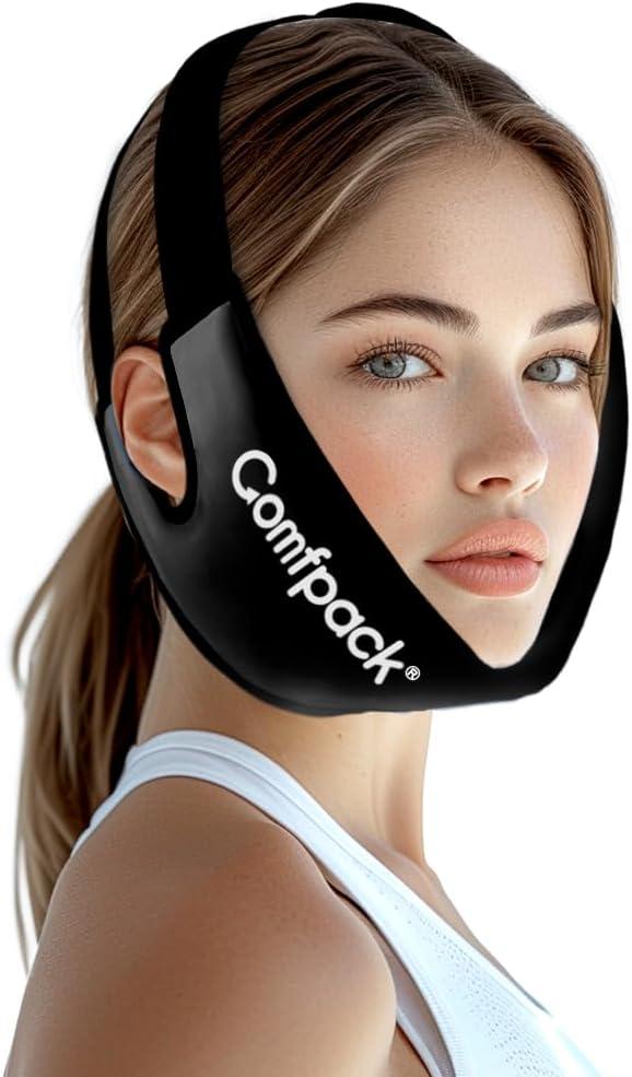 Comfoack, Teeth Ice Pack Head Wrap with Ear Hole Design, Soft Face Ice Pack Reusable Gel Hot Cold Therapy for TMJ Pain Relief, Tonsillectomy, Oral Surgery, Face Swelling