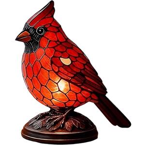 Pcmursal Cardinal Lamp, Red Cardinal Lamp, Resin Birds Night Light, Red Resin Birds Desk Light for Bedroom Living Room, Office