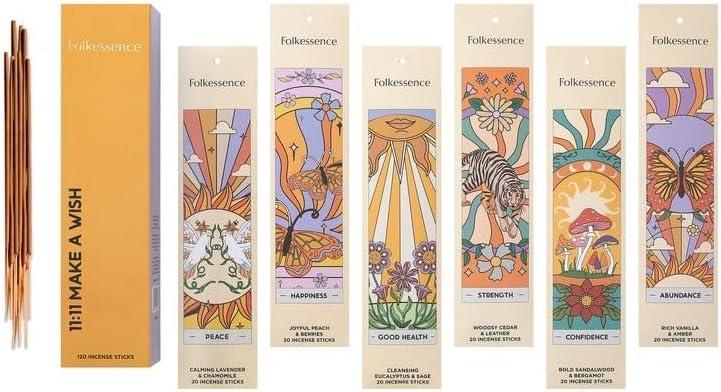 Folkulture Incense Sticks (120 Sticks) | Set of 6 Premium Incense for Calm, Aromatherapy, Relaxation | No Charcoal,Organic, Non Toxic, 45 Mins, Long Burning Vanilla, Amber, Chamomile Insence-Sticks (Nag Champa)
