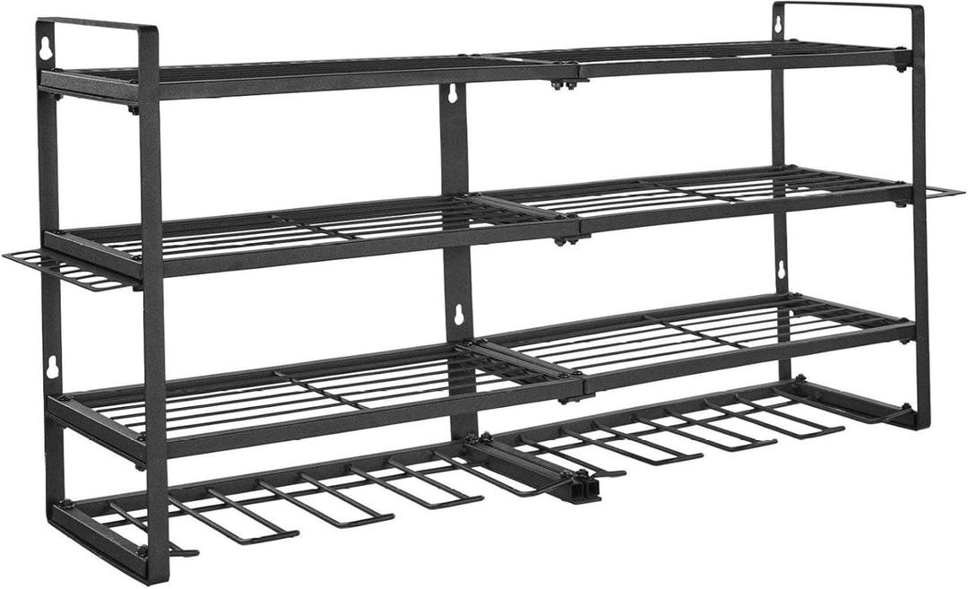 Power Tool Organizer Wall Mount, 4-Tier Tool Rack with 8 Drill Holders & Screwdriver Storage - Garage Tool Organizer for Workshop & Workbench