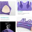 RUNNING GIRL Sports Bras for Women High Support,Seamless Ribbed Longline High Neck Sports Bra Racerback Padded Crop Top Yoga (L)