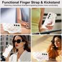 OOK Compatible with Samsung Galaxy S23 Plus Silicone Phone Case with Strap, Trendy Checkerboard Pattern for Women Girls, Adjustable Finger Strap Kickstand Slim Protective Cover, White Checkered