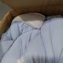 Mellow Puff Pillow Cooling Ice Silk Bed Pillow, Back & Stomach Sleepers | Fluffy Goose Down Alternative Fill, Hypoallergenic & Machine Washable Pillow for Side, Baby Blue, Lightweight Summer Quilt