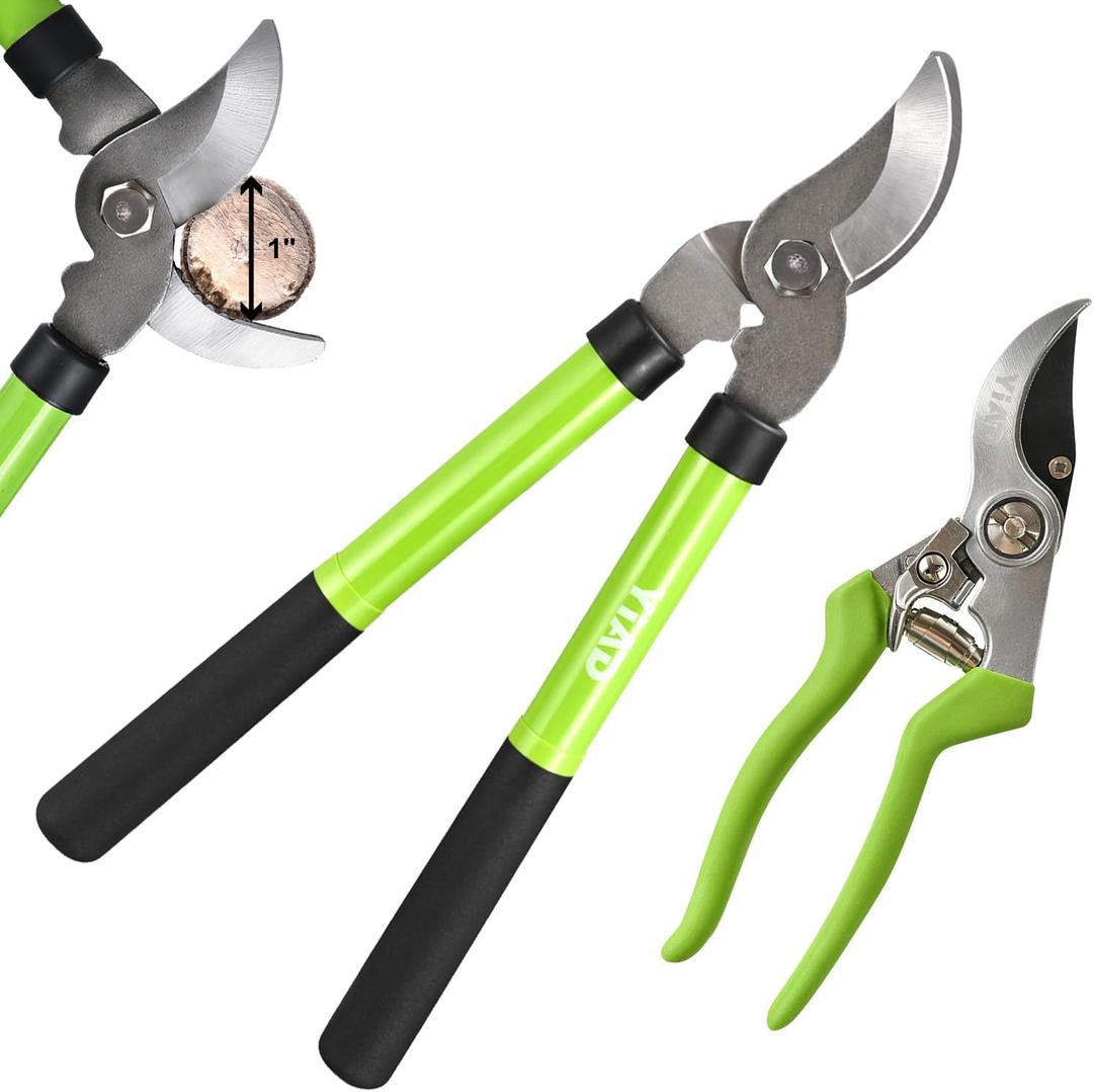 Loppers for Tree Trimming 15"Branch Cutter & Pruning Loppers Set Rust-Resistant Bypass Pruners Tree Trimmer Clippers,1"Cut Diameter,Short Handle Garden Shears Tools for Gardening Yard,Limb, Plant 2Pcs