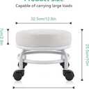 FURWOO Low Roller Seat PU Leather Rolling Stool Step Stool Mechanic Stool on Wheels for Home Office Garage Shop White